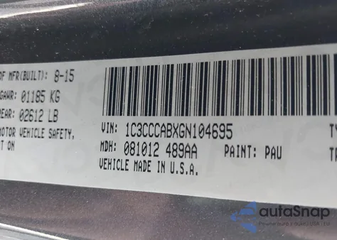 2016 Chrysler 200 Limited from USA, damaged, VIN 1C3CCCABXGN104695